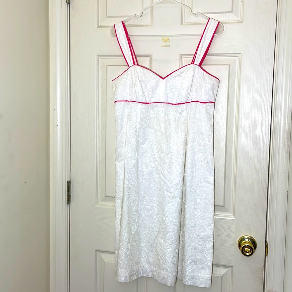 Lilly Pulitzer White With Pink Trim Dress Size 8